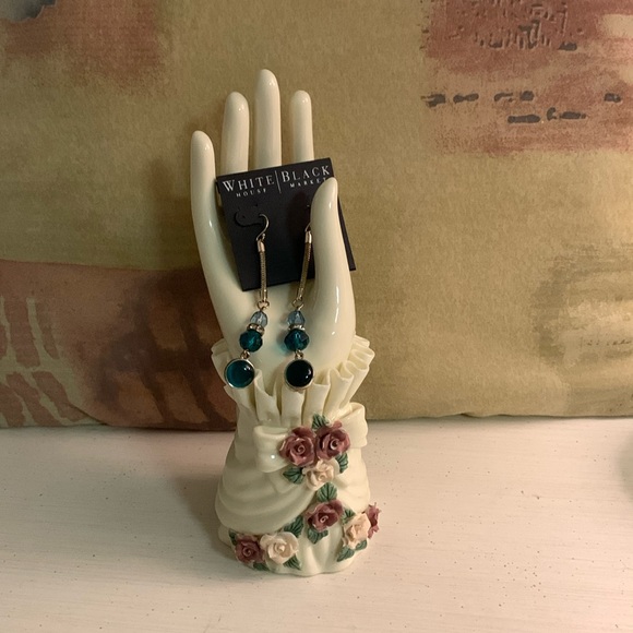 WHITE HOUSE BLACK MARKET Gold Tone, Rhinestones & Green Stones & Beads Earrings - Picture 3 of 6